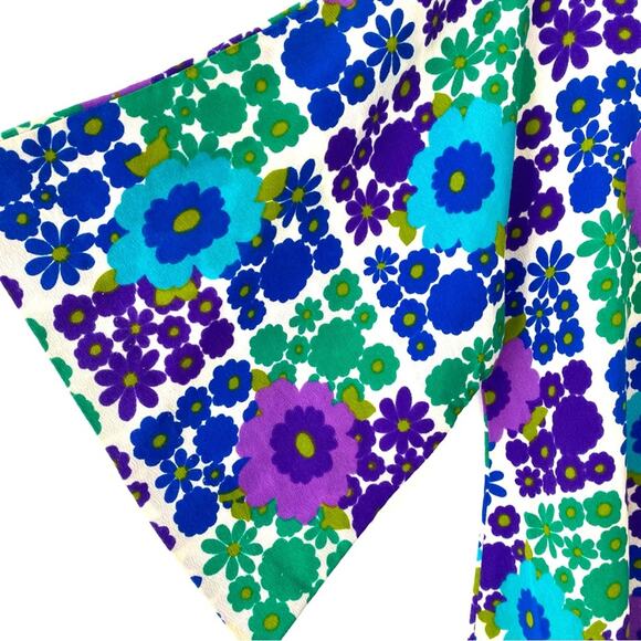 Vintage Top Drawer Newport Beach 70s Groovy Hippie Blouse size 12 Purple Flowers - Picture 4 of 8